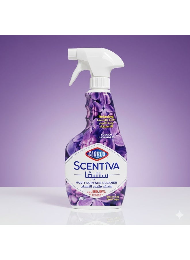 Clorox Sentiva Multi-Surface Cleaner 500ml Tuscan Lavender Scent – ​​Bleach-Free
