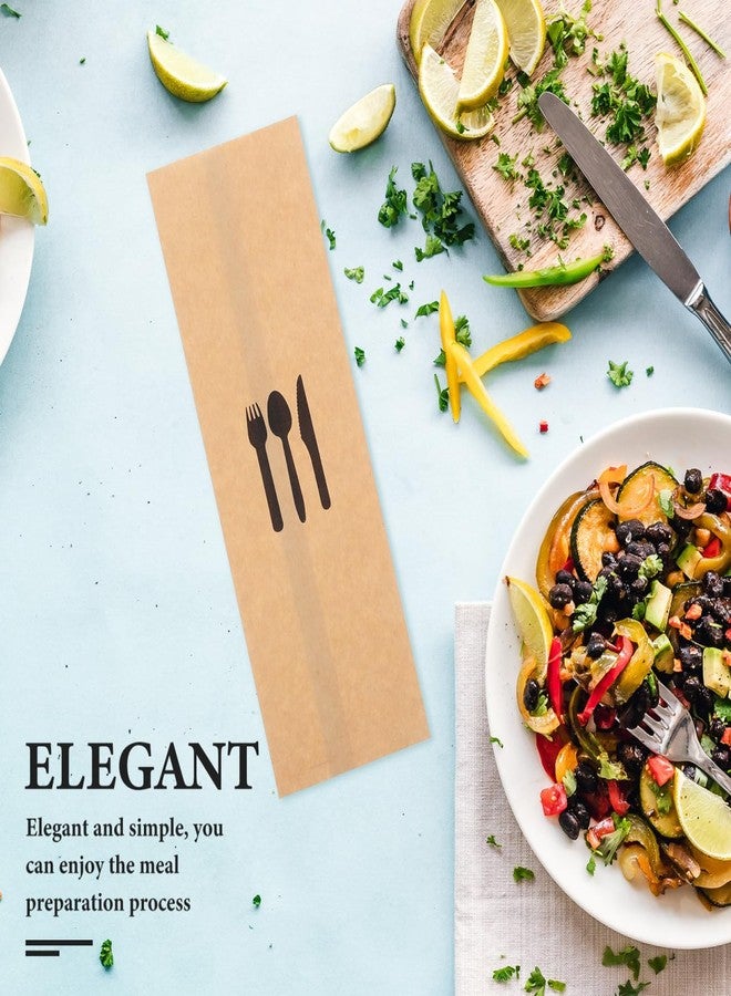 DOITOOL 100pcs Kraft Paper Cutlery Holder Silverware Bags for Parties Weddings and Events Safe and Sanitary Utensil Sleeves for Dining Table Decor - Image 2