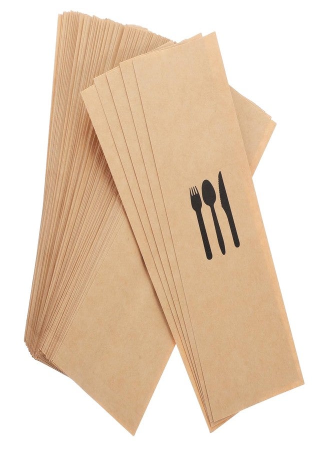 DOITOOL 100pcs Kraft Paper Cutlery Holder Silverware Bags for Parties Weddings and Events Safe and Sanitary Utensil Sleeves for Dining Table Decor - Image 1