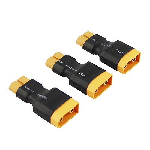 OliYin 3pcs XT90 Male to XT60 Female Connector Converter Adaptor for LiPo Electric Quad/ESC(Pack of 3) - Image 1