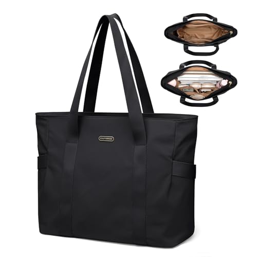 GOLF SUPAGS Tote Bag for Women with Zipper Large Shoulder Bag Top Handle Handbag for Travel Work Black - Image 1