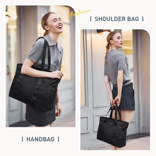 GOLF SUPAGS Tote Bag for Women with Zipper Large Shoulder Bag Top Handle Handbag for Travel Work Black - Image 3