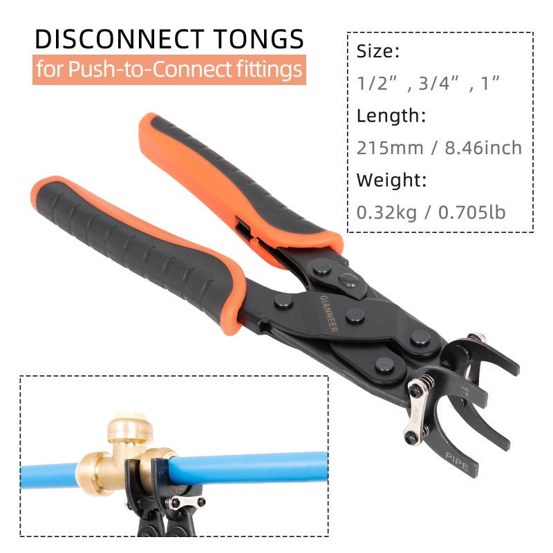 GIANNEER Push to Connect Removal Tool Disconnect Tongs for 1/2â€, 3/4â€, 1â€ Push Fitting Pex Removal Tool Improved Version - Image 5
