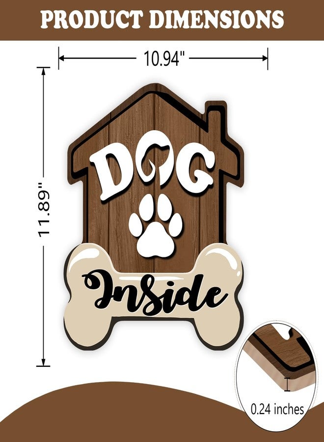 Bolisom Dog Inside Front Door Sign, Doghouse Bone Paw Prints Wood Door Hanger Outdoor Outside Porch Decor, Farmhouse Wooden Wreath Indoor Wall Hanging Decoration Pet Owner Lover Gift - Image 2