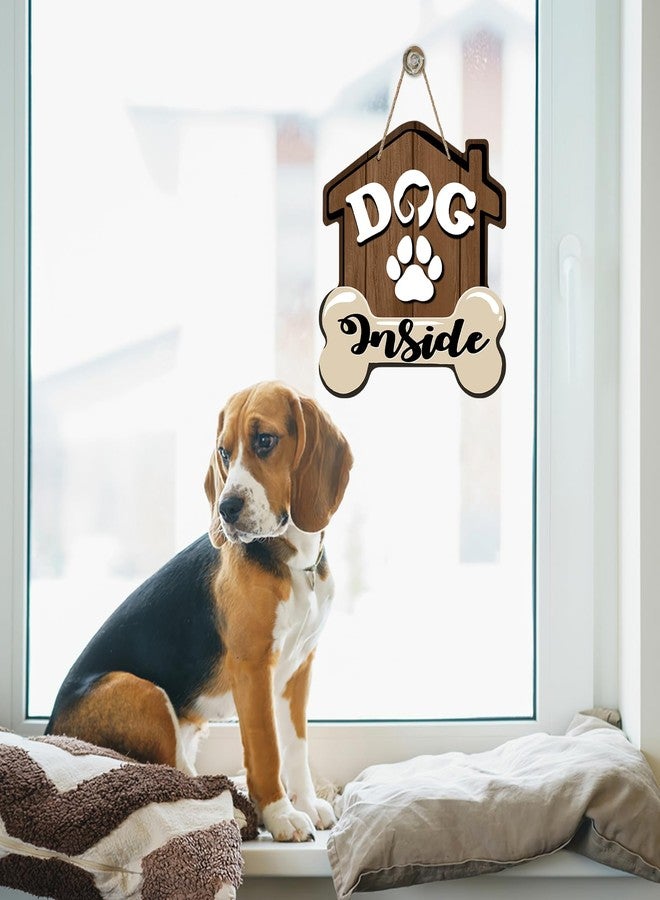 Bolisom Dog Inside Front Door Sign, Doghouse Bone Paw Prints Wood Door Hanger Outdoor Outside Porch Decor, Farmhouse Wooden Wreath Indoor Wall Hanging Decoration Pet Owner Lover Gift - Image 5