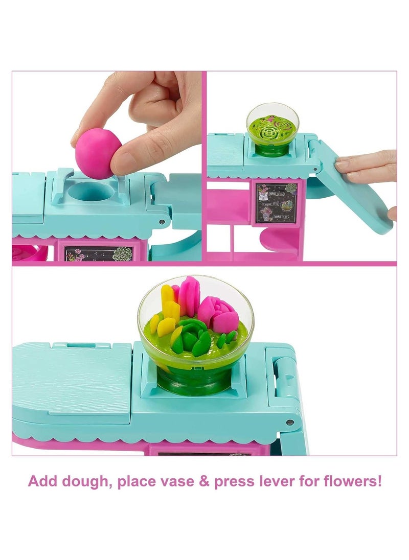 Mattel BARBIE - Barbie Florist Playset with 12-in Brunette Doll, Flower-Making Station, 3 Doughs, Mold, 2 Vases & Teddy Bear - Image 1