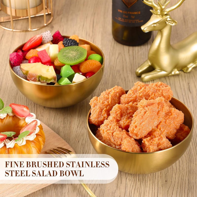 Nuogo 6 Pcs Gold Mixing Bowls Stainless Steel Mixing Bowl Decorative Gold Esthetician Bowls Metal Serving Bowl for Facial Cereal Rice Noddle Fruit Kitchen Party Cooking Baking Prepping(5.9 Inches) - Image 5