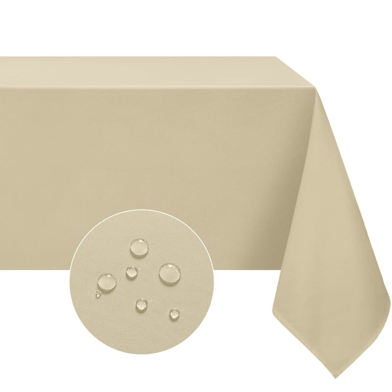 Softalker Rectangle Tablecloth  Waterproof & Stain Resistant Table Cloths Wrinkle Free Fabric Washable 210GSM Polyester Table Cover for Dining/Party/Outdoor - 60 x 102 inch Khaki - Image 1