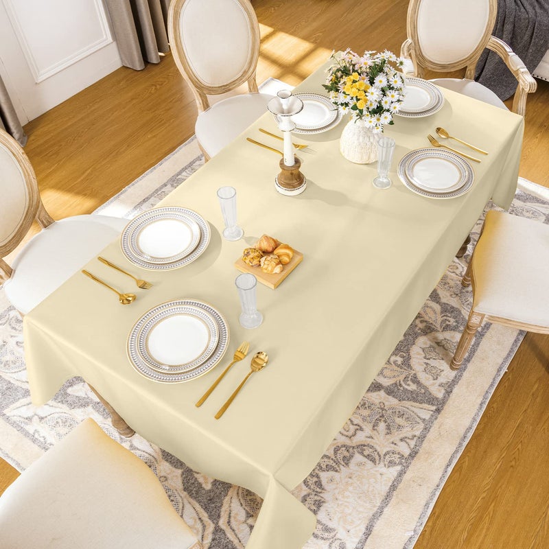 Softalker Rectangle Tablecloth  Waterproof & Stain Resistant Table Cloths Wrinkle Free Fabric Washable 210GSM Polyester Table Cover for Dining/Party/Outdoor - 60 x 102 inch Khaki - Image 2