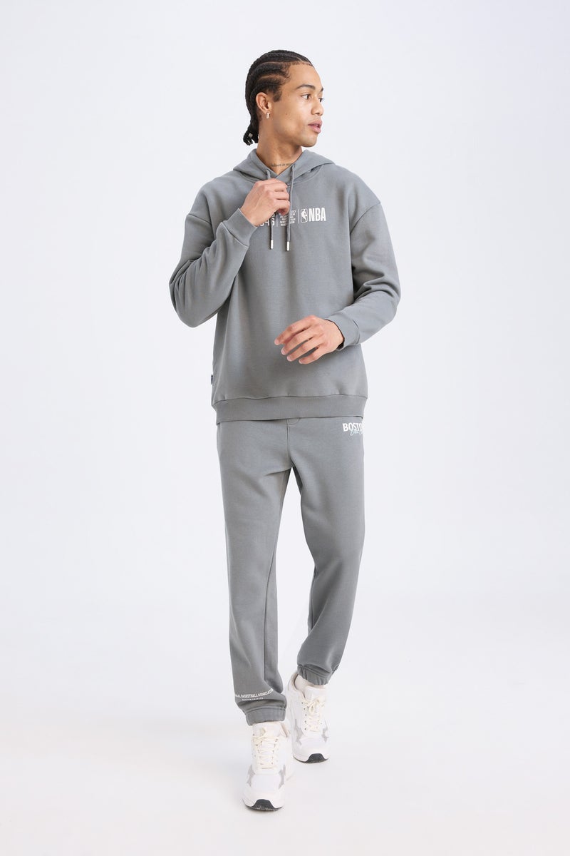 DeFacto Grey Man DeFactoFit NBA Boston Celtics Standard Fit Thick Fabric Joggers Casual - Image 2