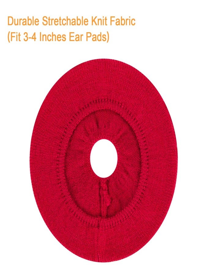 JARMOR Earpads Sweater Cover Protectors with Stretchable Knit Fabric for Beats Studio 3/2 Wireless/Wired Bose QC35 25 15 Headphones and Other Headsets with 3-4 Inch Ear Cushions [ 2 Pairs ] (Red) - Image 3