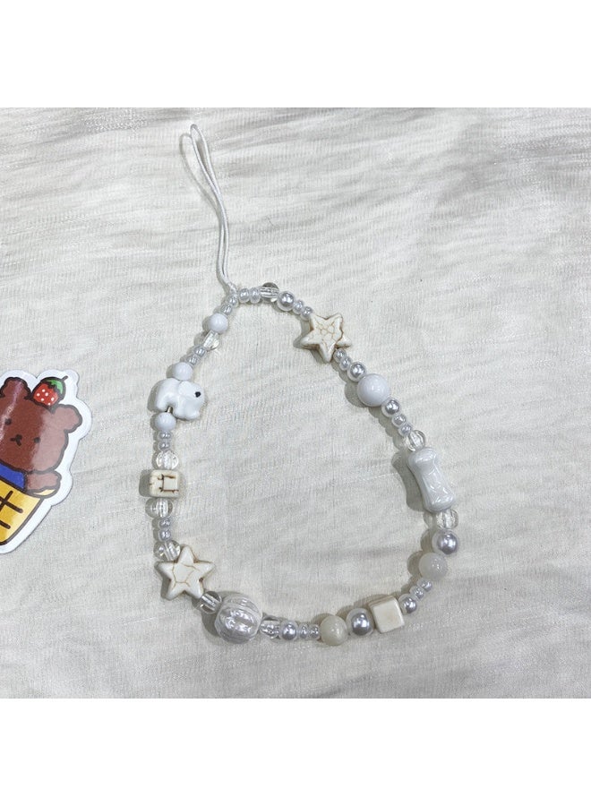 NIBEMINENT Phone Charm/ Chain Strap for Women Girls, Barlow Silver Bowknot Cell Phone Case Lanyard Wrist Strap