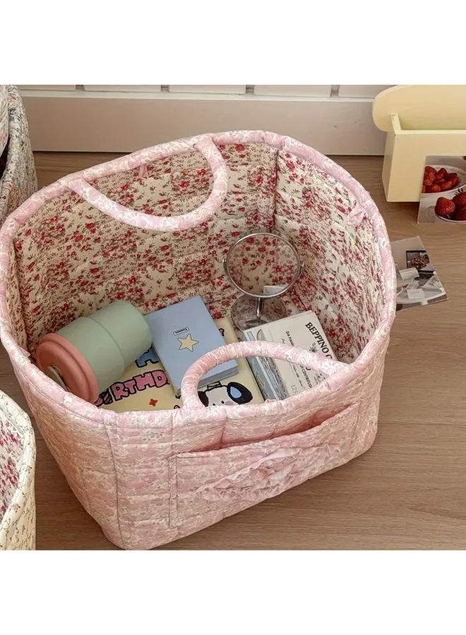 Green Leaves Pink Flowers Collapsible Laundry Basket Large Capacity Foldable Storage - Image 5