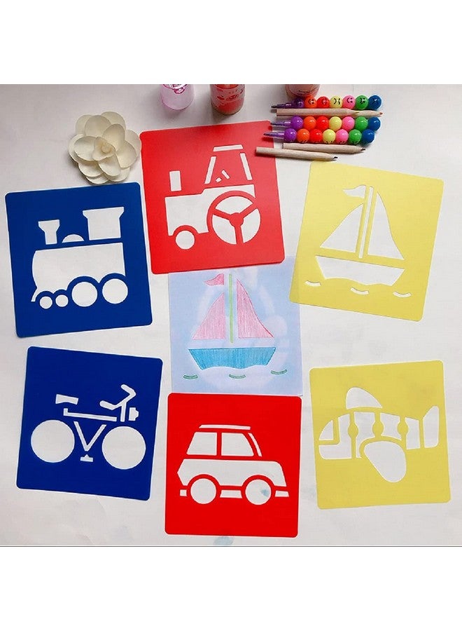 BPNHNA 24 Pcs Transportation Theme Drawing Painting Stencils Boat Airplane Spaceship Car Templates For Kids Crafts Creation Washable Plastic - Image 4
