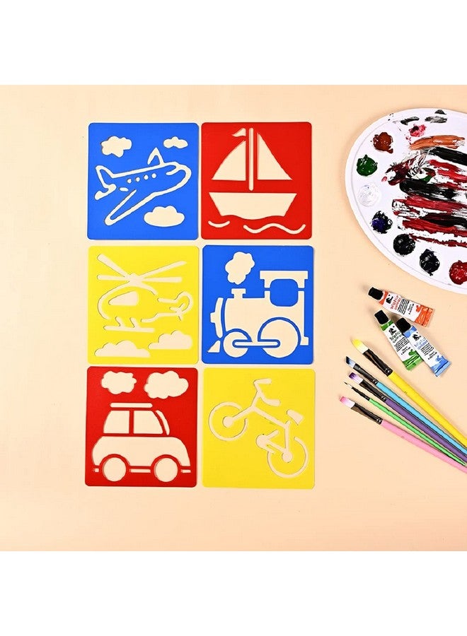 BPNHNA 24 Pcs Transportation Theme Drawing Painting Stencils Boat Airplane Spaceship Car Templates For Kids Crafts Creation Washable Plastic - Image 3