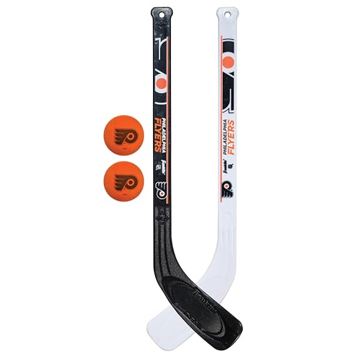 Franklin Sports Philadelphia Flyers NHL Mini Hockey Stick Set - NHL Team Knee Hockey Stick and Ball Set - Two Players - Great Toy for Kids - Image 1