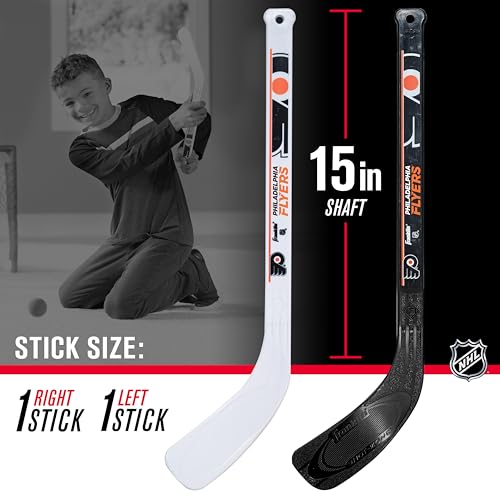 Franklin Sports Philadelphia Flyers NHL Mini Hockey Stick Set - NHL Team Knee Hockey Stick and Ball Set - Two Players - Great Toy for Kids - Image 3