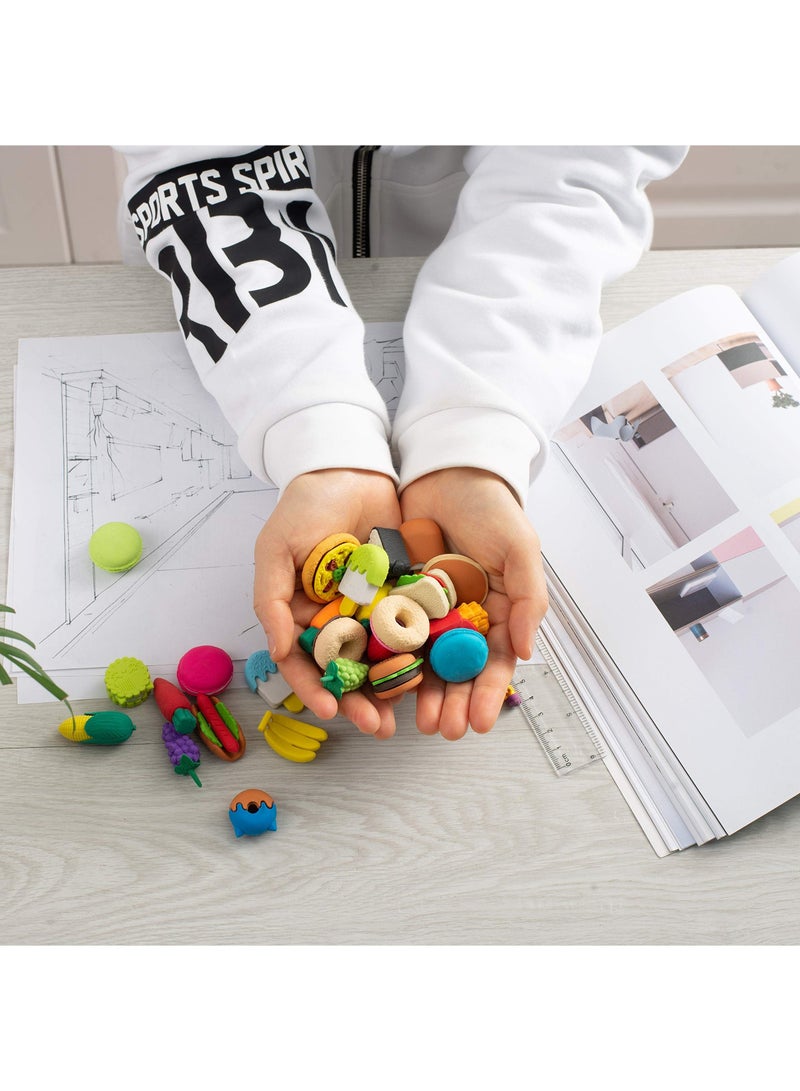 Food Erasers, SYOSI Cute Dessert Gourmet Eraser Fruit Erasers, Erasers for Kids, Fun Erasers, Gifts for Kids, Prizes for Kids Classroom, Pencil Erasers, Random 30 Blocks