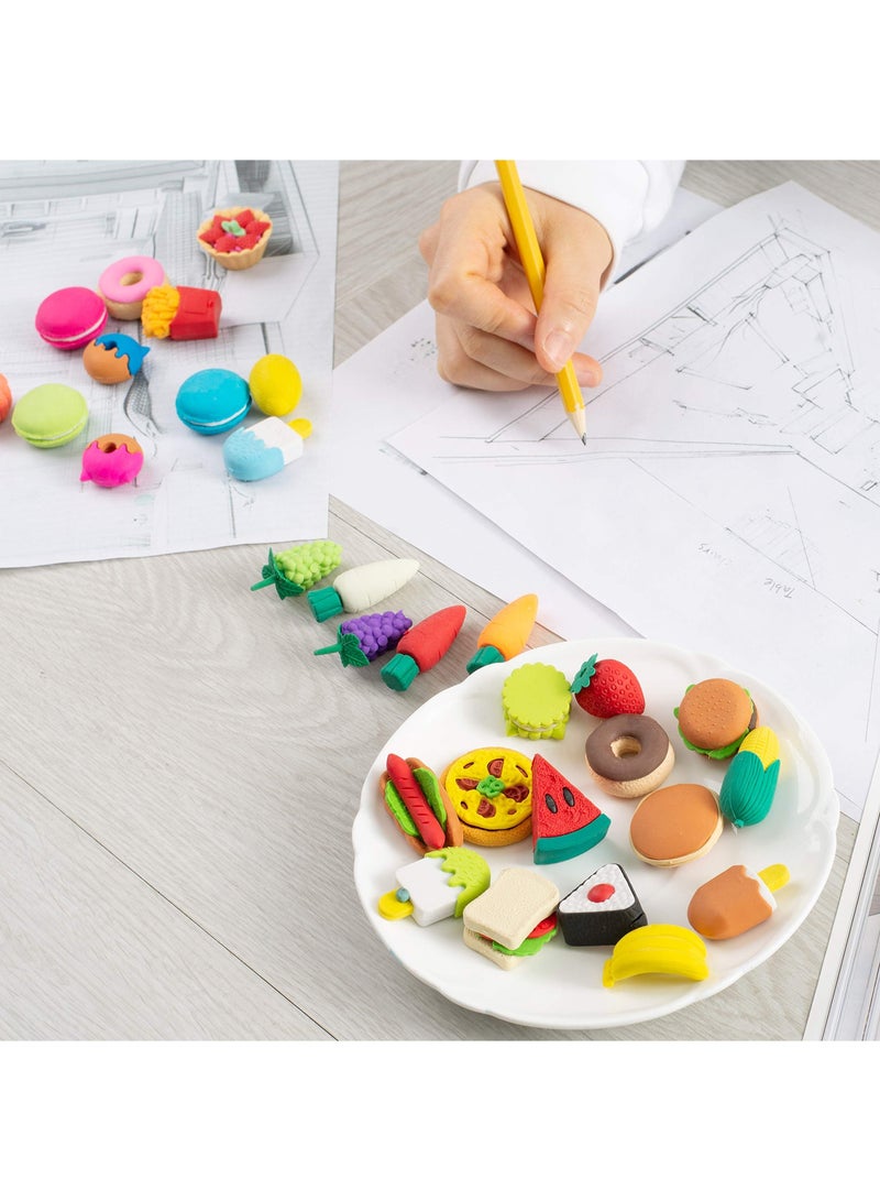 Food Erasers, SYOSI Cute Dessert Gourmet Eraser Fruit Erasers, Erasers for Kids, Fun Erasers, Gifts for Kids, Prizes for Kids Classroom, Pencil Erasers, Random 30 Blocks