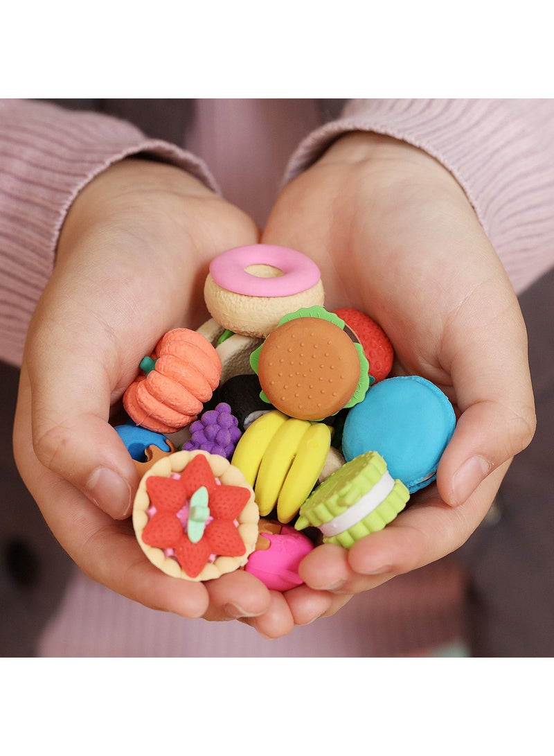 Food Erasers, SYOSI Cute Dessert Gourmet Eraser Fruit Erasers, Erasers for Kids, Fun Erasers, Gifts for Kids, Prizes for Kids Classroom, Pencil Erasers, Random 30 Blocks