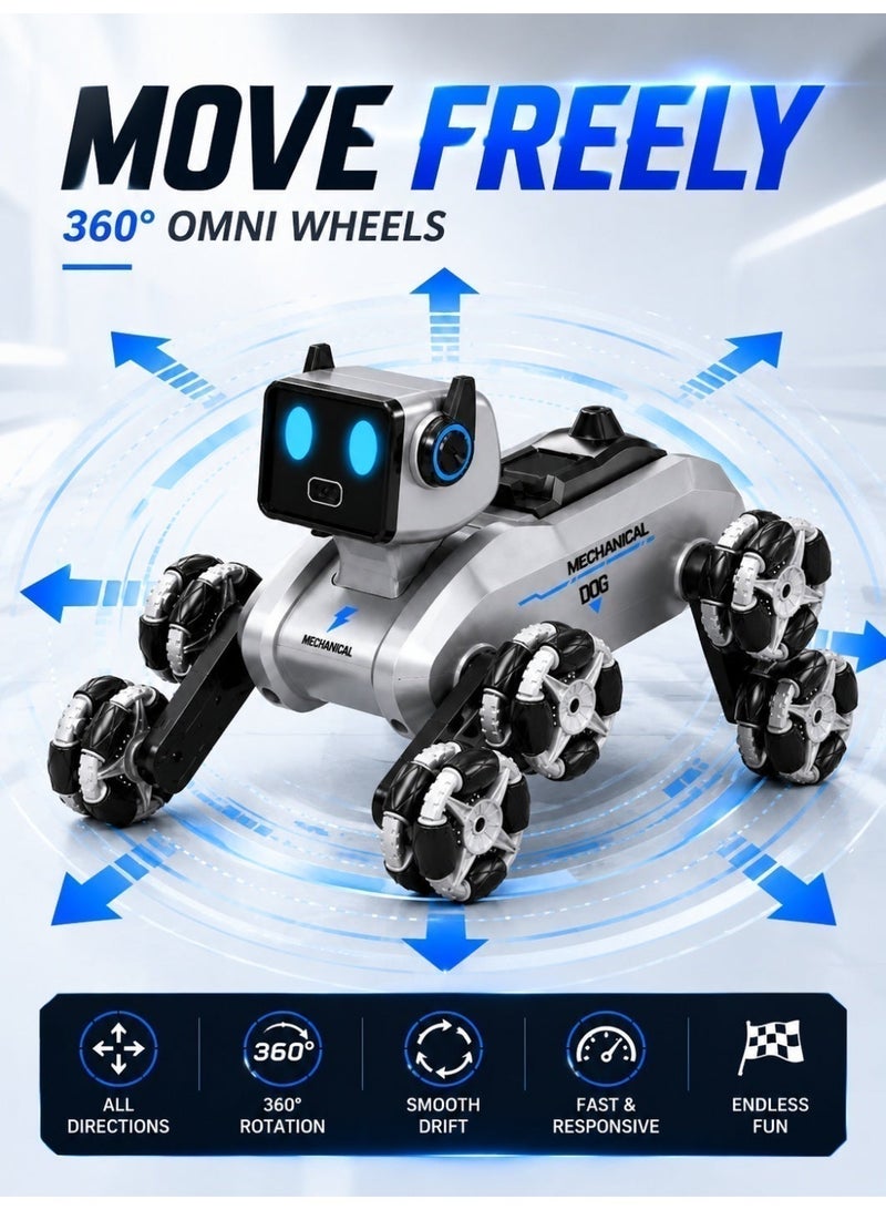 LNKOO Remote-controlled robot, 2.4GHz robot dog, eight-wheel drive stunt robot, with music and lights, sensor control, 1 rechargeable batteries, a birthday gift for boys and children. - Image 2