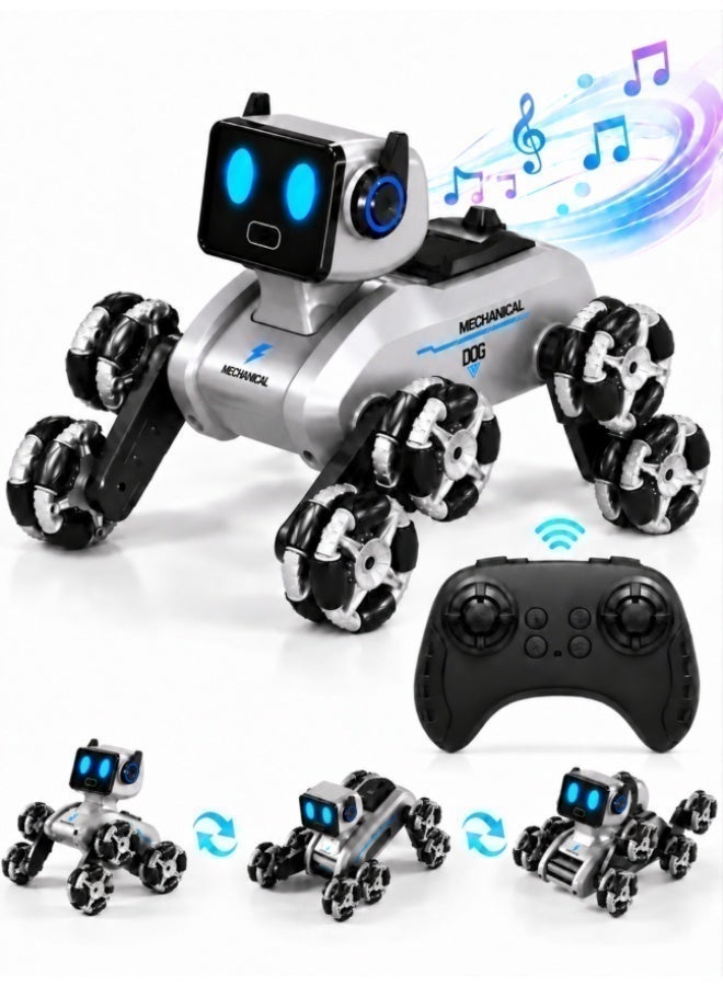 LNKOO Remote-controlled robot, 2.4GHz robot dog, eight-wheel drive stunt robot, with music and lights, sensor control, 1 rechargeable batteries, a birthday gift for boys and children. - Image 1