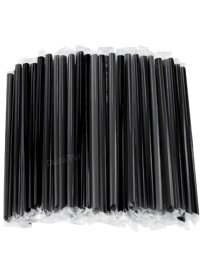 درافل Duravel Black Plastic Drinking Straws, Individually Wrapped, 11mm x 210mm, 250 Pieces - Image 1
