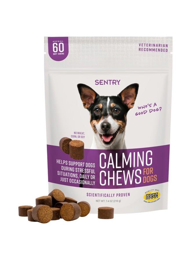 Sentry Calming Chews for Dogs, Calming Aid Proven to Reduce Stress and Anxiety, Pheromones Prevent Unwanted Behaviors Including Barking, Jumping, and Separation Anxiety, 60 Count - Image 1