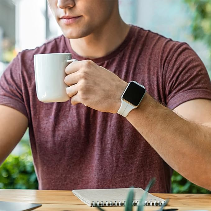 Unipha Magnetic Silicone Band for Apple Watch 49mm 45mm 44mm 42mm, Sport Wristband Strap for iWatch Series 9/8/7/6/5/4/3/SE (2nd Gen)/Ultra 2 for Men & Women – White - Image 5