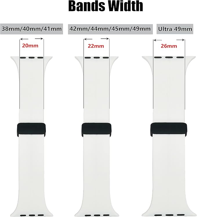Unipha Magnetic Silicone Band for Apple Watch 49mm 45mm 44mm 42mm, Sport Wristband Strap for iWatch Series 9/8/7/6/5/4/3/SE (2nd Gen)/Ultra 2 for Men & Women – White - Image 2