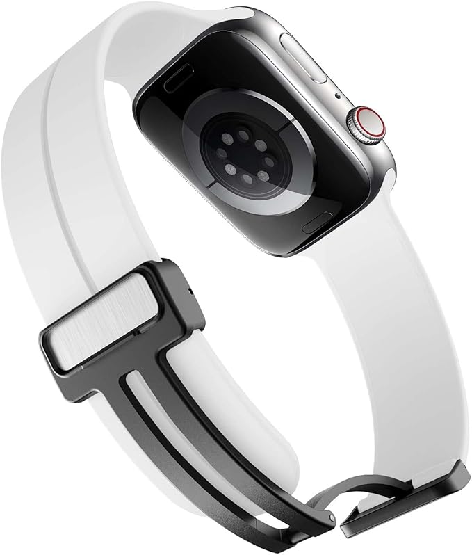 Unipha Magnetic Silicone Band for Apple Watch 49mm 45mm 44mm 42mm, Sport Wristband Strap for iWatch Series 9/8/7/6/5/4/3/SE (2nd Gen)/Ultra 2 for Men & Women – White - Image 3