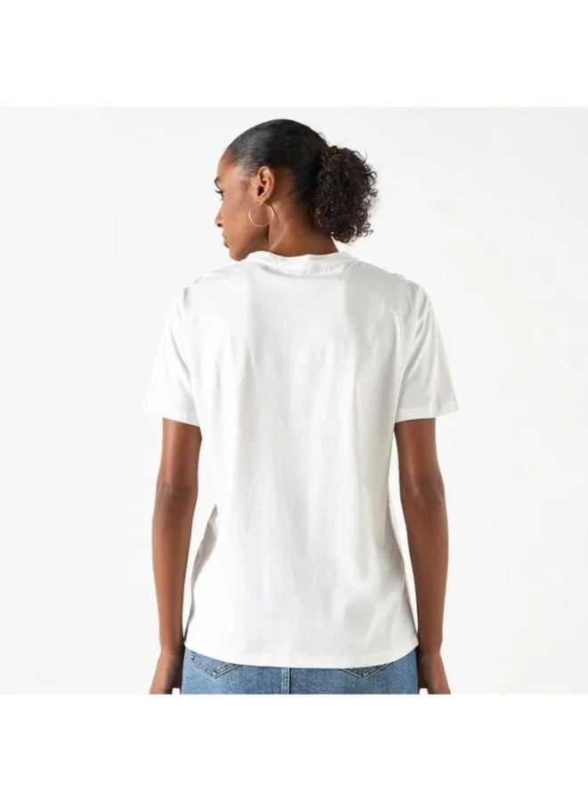 2Xtremz 2Xtremz Embellished Crew Neck T-shirt with Short Sleeves