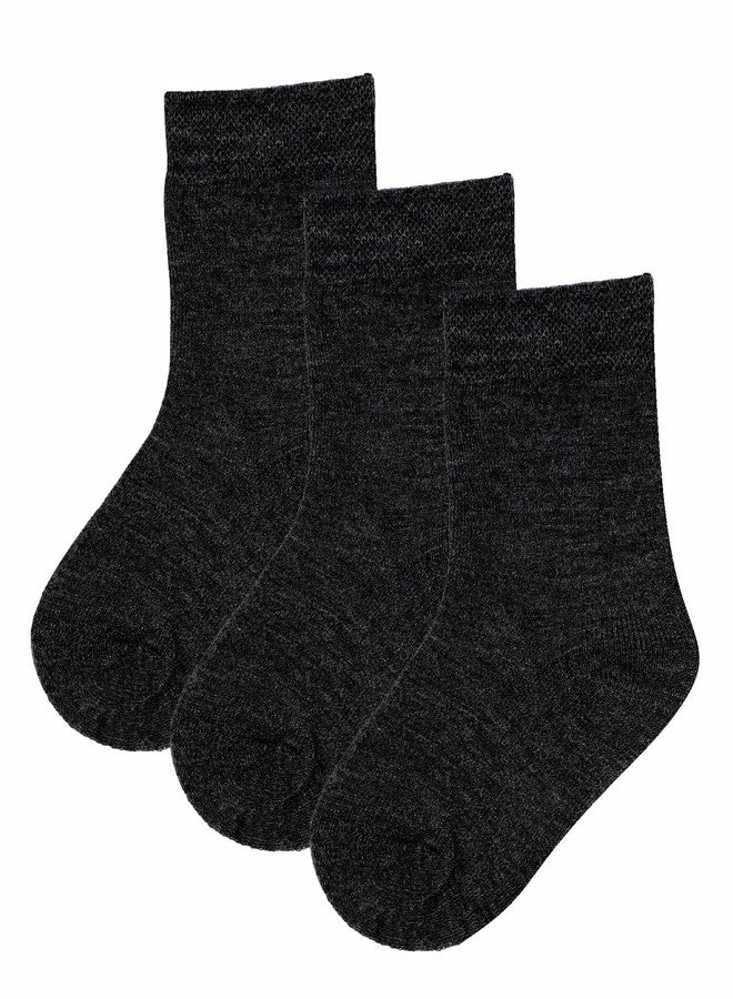 BODYCARE Unisex Kids Solid Socks Pack Of 3 - Anthra Melange… - Image 1