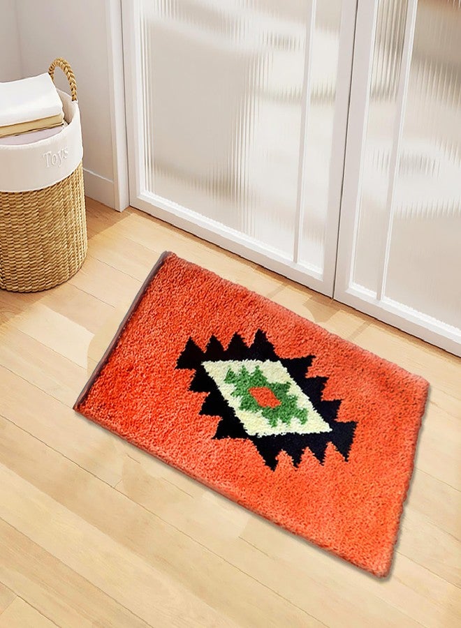 UKELER Boho Bathroom Rugs Coral Non Slip Geometric Bath Mat Fluffy Soft Absorbent Bath Rugs for Bathroom Shower Sink Home Entryway Bohemian Farmhouse Decor 30''×20'' - Image 3