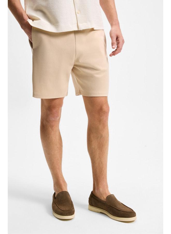 GRIMELANGE TYRONE Men's Elastic Waist Back Single Pocket Relaxed Fit Beige Short. - Image 3