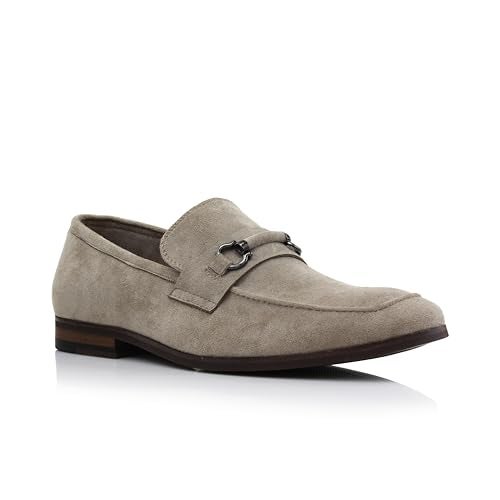 Ferro Aldo Men's Demitri Suede Horsebit Loafers | Classic Slip-On Moc Toe Dress Shoes | MFA19683 | in Beige Suede, Size 9 - Image 1