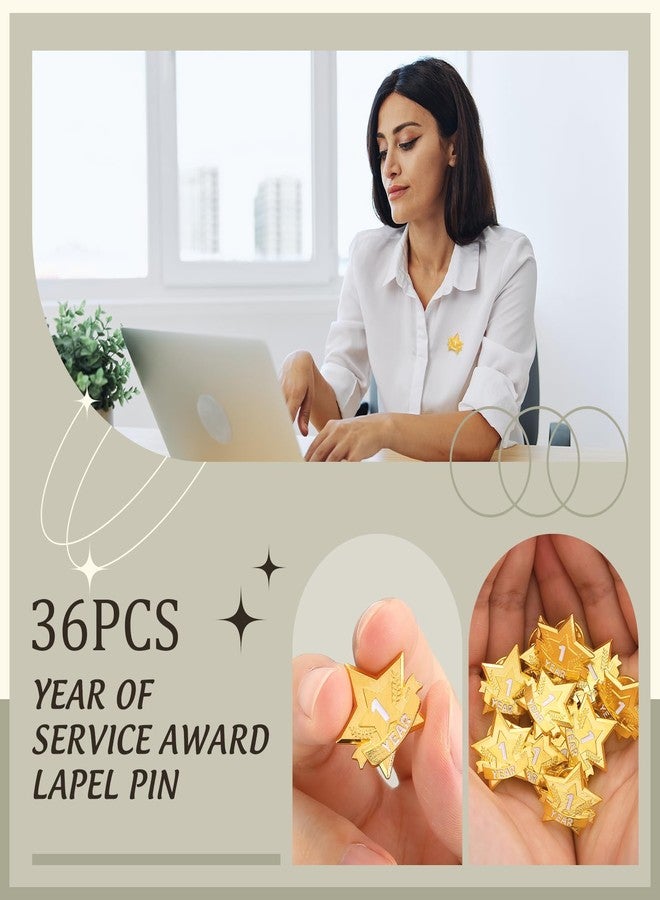 Remuuly 36 Pcs Year Service Award Star Lapel Pins Year of Service Award Lapel Pin Reward Star Pins for Long Standing Employees Volunteers - Image 5