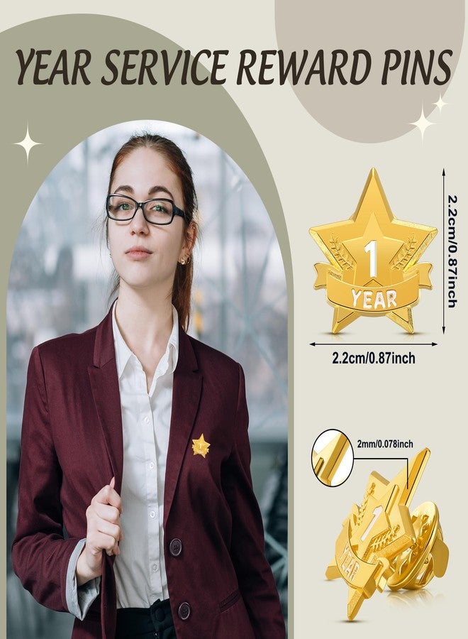 Remuuly 36 Pcs Year Service Award Star Lapel Pins Year of Service Award Lapel Pin Reward Star Pins for Long Standing Employees Volunteers - Image 2