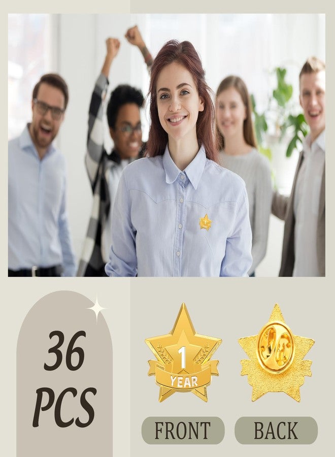 Remuuly 36 Pcs Year Service Award Star Lapel Pins Year of Service Award Lapel Pin Reward Star Pins for Long Standing Employees Volunteers - Image 3