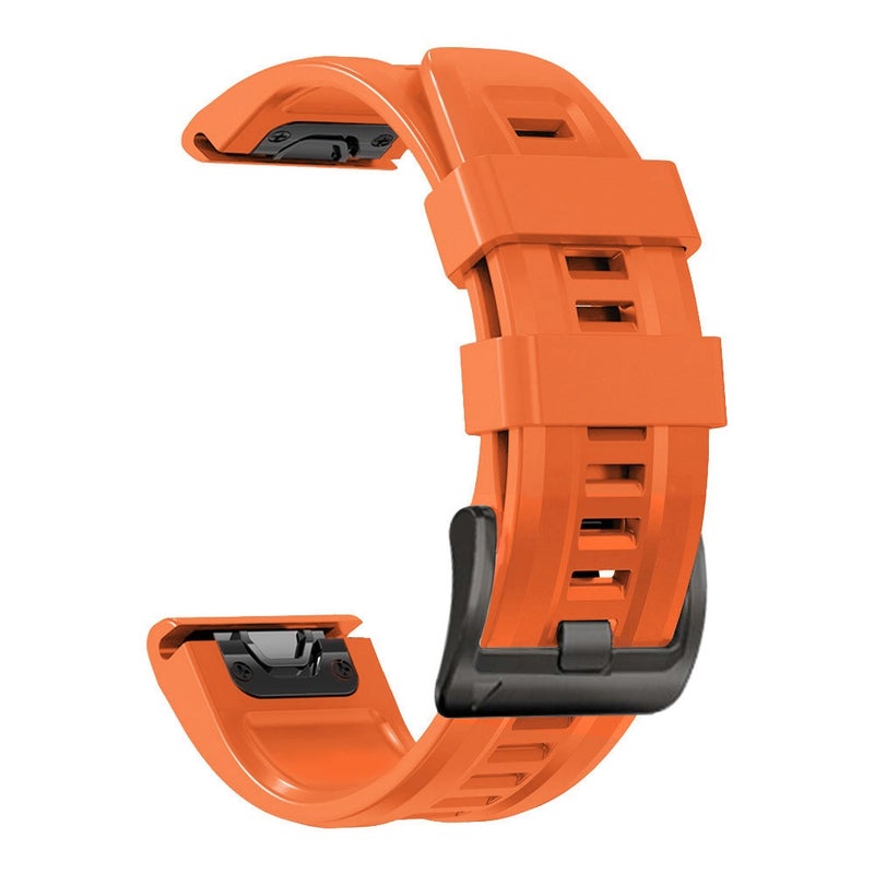 S-TOP For Garmin Fenix 7 / 6 Pro / 5 Plus 22mm Black Buckle Silicone Watch Band(Orange) - Image 1