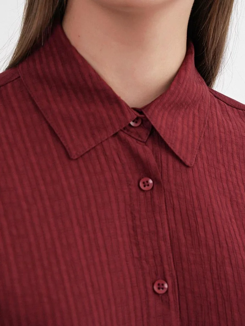 MixRay Burgundy Red Mixray Relaxed Fit Poplin Shirt for Women | Best Price UAE