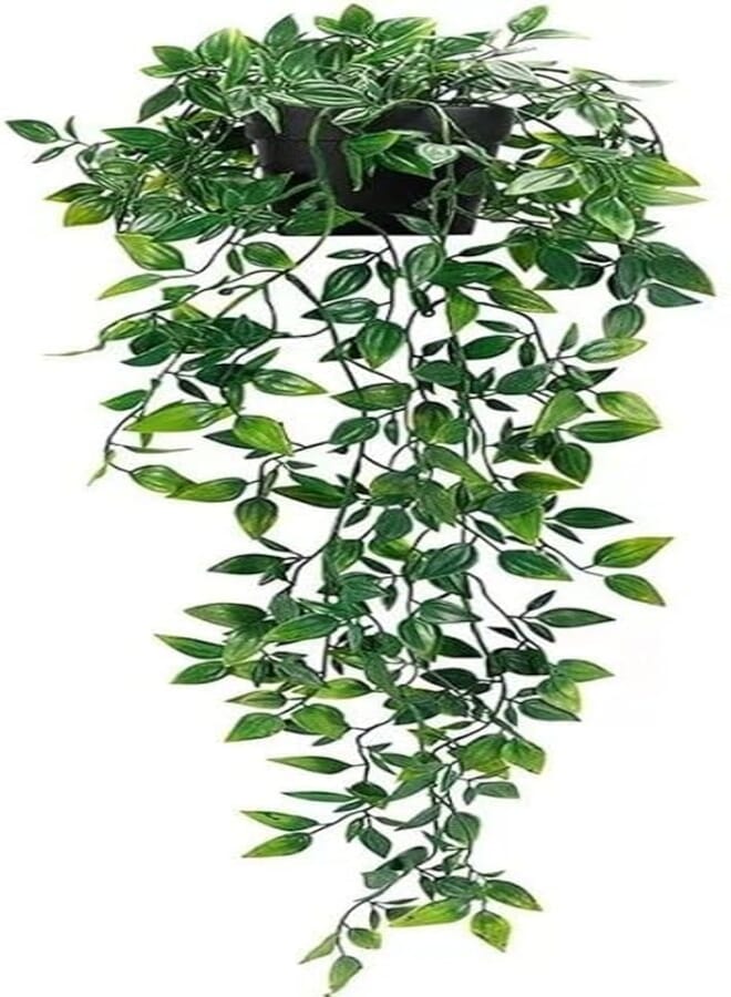 Artificial Hanging Plant Waterfall Design with 9cm Pot and 70cm Length Realistic Faux Vine for Indoor Outdoor Wall Decor Home Office Garden Accents