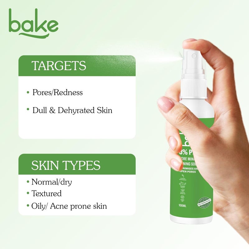 BAKE تونر بايكي 3 بي إتش إيه مع غلوكوانولاكتون ونياسيناميد لتقليل وشد المسام المفتوحة، مكافحة حب الشباب، التحكم في الزيوت، لجميع أنواع البشرة، 100 مل - Image 5