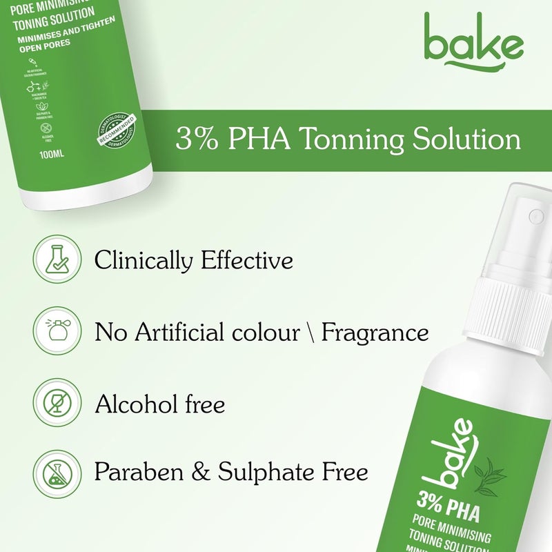BAKE تونر بايكي 3 بي إتش إيه مع غلوكوانولاكتون ونياسيناميد لتقليل وشد المسام المفتوحة، مكافحة حب الشباب، التحكم في الزيوت، لجميع أنواع البشرة، 100 مل - Image 3