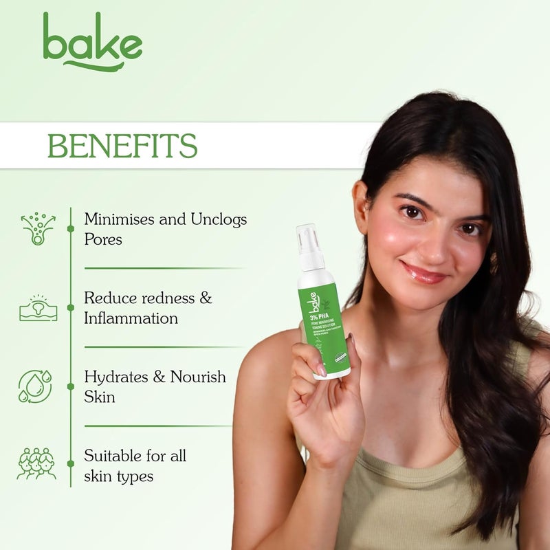 BAKE تونر بايكي 3 بي إتش إيه مع غلوكوانولاكتون ونياسيناميد لتقليل وشد المسام المفتوحة، مكافحة حب الشباب، التحكم في الزيوت، لجميع أنواع البشرة، 100 مل - Image 2