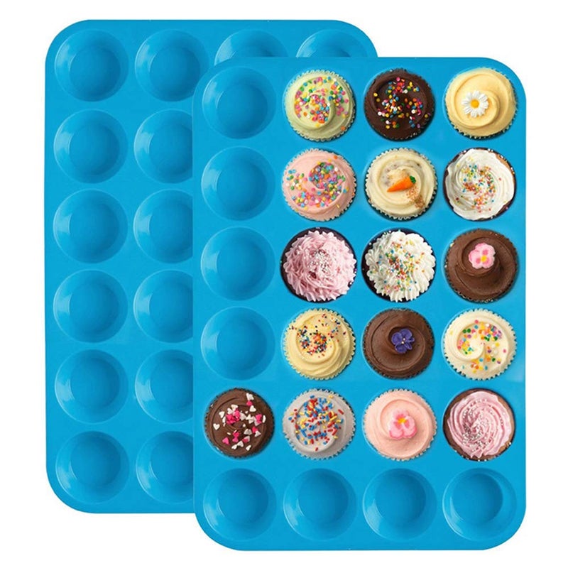 Mini Muffin Pan 24 Cups Silicone Cookies Cupcake Bakeware Tin Soap Tray Mould Non Stick Dishwasher Safe by XUTONG