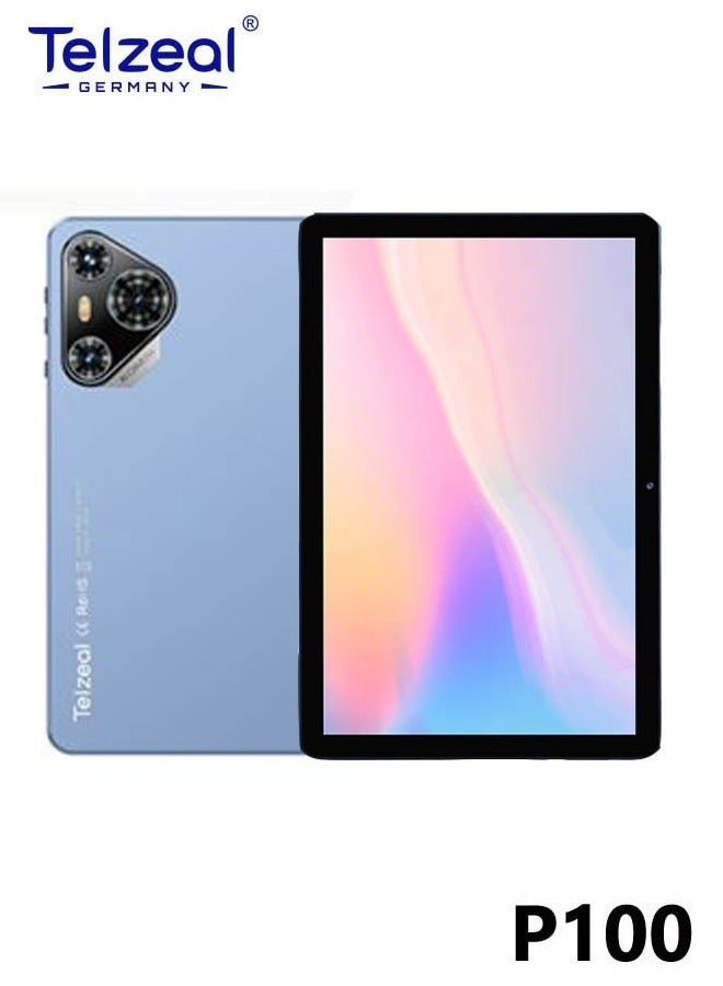 Telzeal P100 Android 13 Tablet 10.1-Inch HD Display | 8GB RAM 512GB ROM | Dual SIM + 5G WiFi | 8000mAh High-Capacity Battery | Wireless Keyboard & Mouse Included | Blue Tablet for Study, Work & Entertainment - Image 1