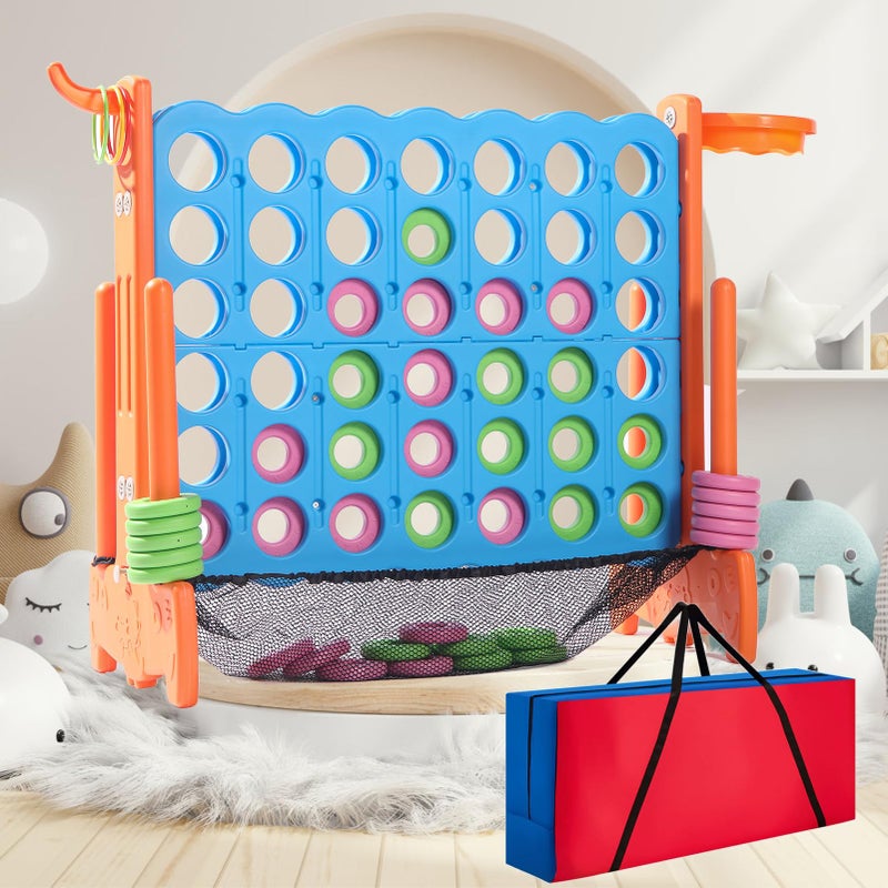 Tigasy Giant 4 Row Game with Carrying Bag and Mesh Fabric Giant 4toScore Game Set Suitable for Indoor and Outdoor Holiday Parties and Family GatheringsOrange - Image 3