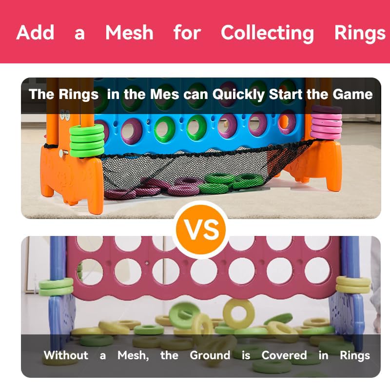 Tigasy Giant 4 Row Game with Carrying Bag and Mesh Fabric Giant 4toScore Game Set Suitable for Indoor and Outdoor Holiday Parties and Family GatheringsOrange - Image 5