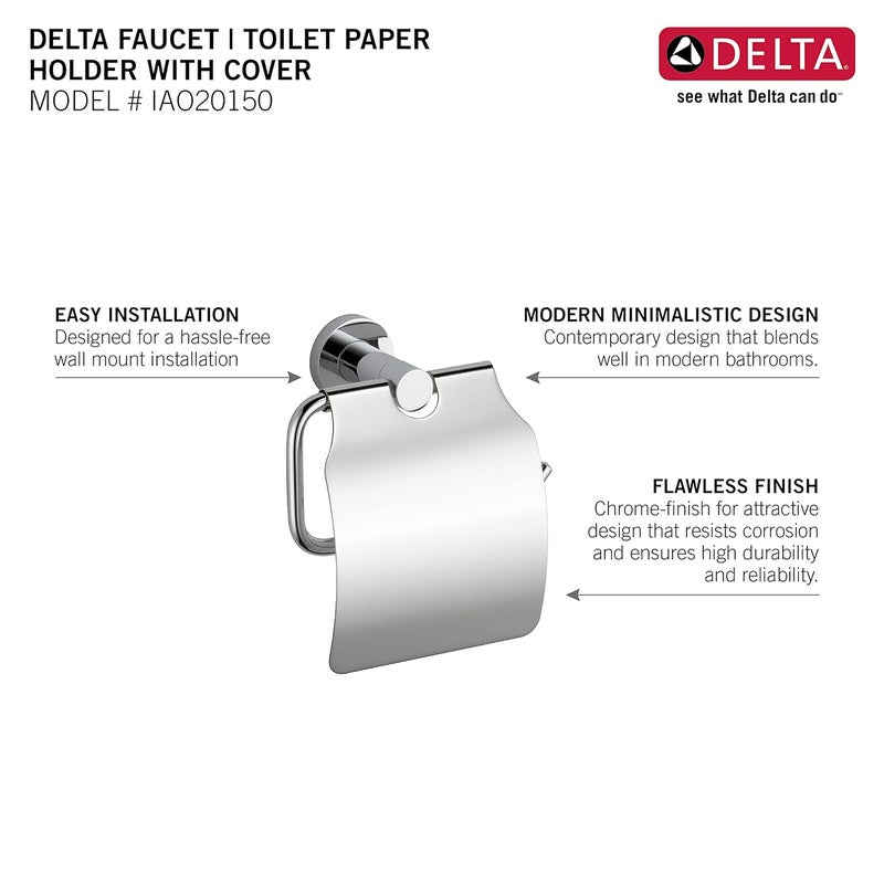 DELTA FAUCET Toilet Paper Holder with Cover IAO20150 Chrome Small - Image 3